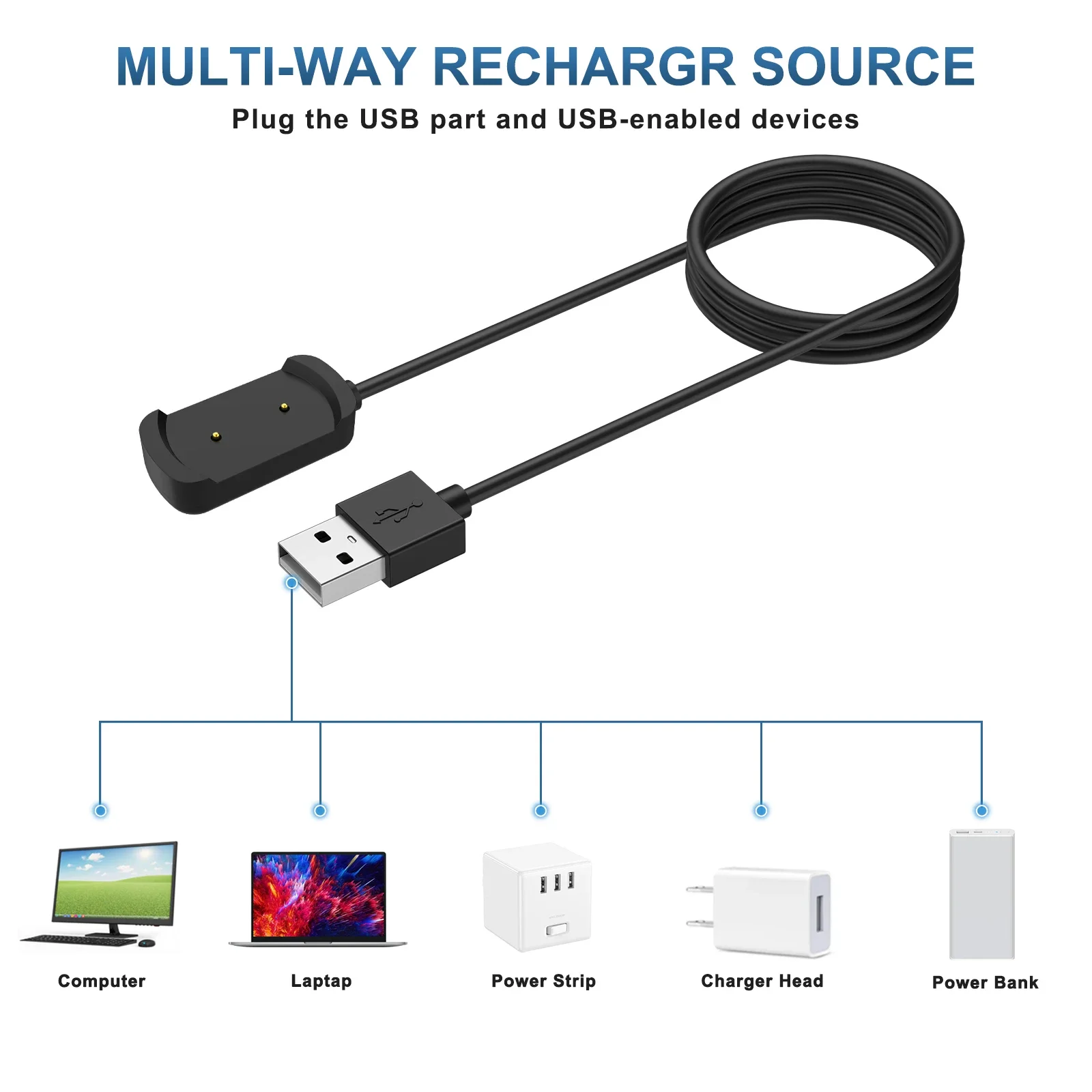 USB Type C Charger For Huami Amazfit T-Rex 1/Amazfit GTS/Amazfit GTR 42MM 47MM USB C 100cm Charging Cable Fast Charger Cradle