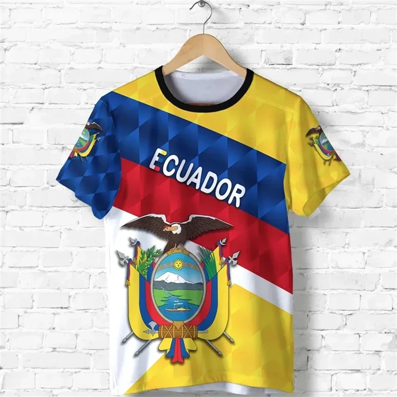 Hip Hop T Shirts Men Women Ecuador Flag Casual Tee Shirt Ecuadorian National Emblem 3D Printed Breathable Short Sleeve Gym Tops