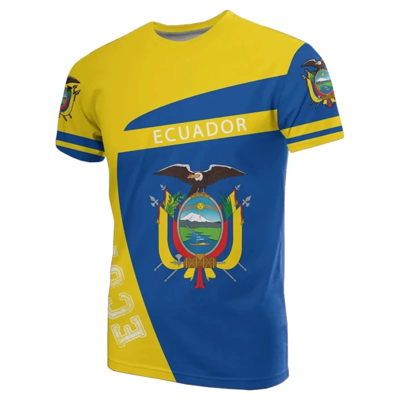 Hip Hop T Shirts Men Women Ecuador Flag Casual Tee Shirt Ecuadorian National Emblem 3D Printed Breathable Short Sleeve Gym Tops