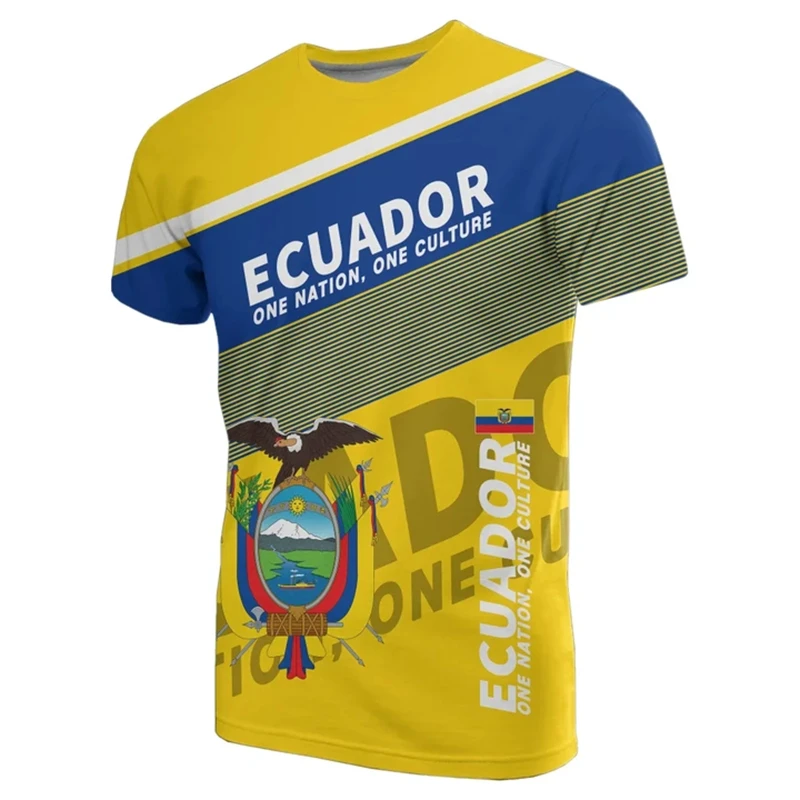 Hip Hop T Shirts Men Women Ecuador Flag Casual Tee Shirt Ecuadorian National Emblem 3D Printed Breathable Short Sleeve Gym Tops