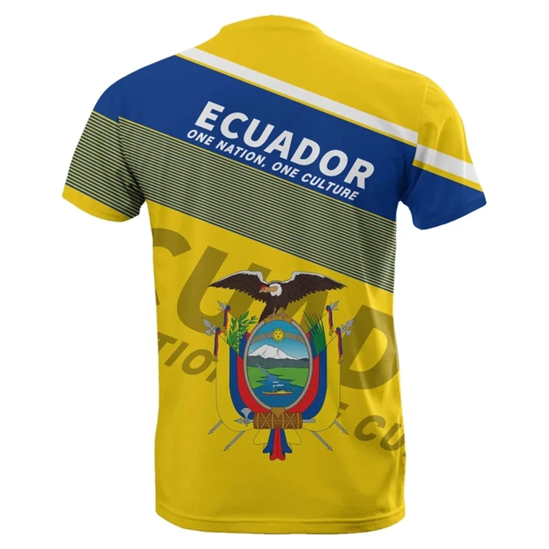 Hip Hop T Shirts Men Women Ecuador Flag Casual Tee Shirt Ecuadorian National Emblem 3D Printed Breathable Short Sleeve Gym Tops