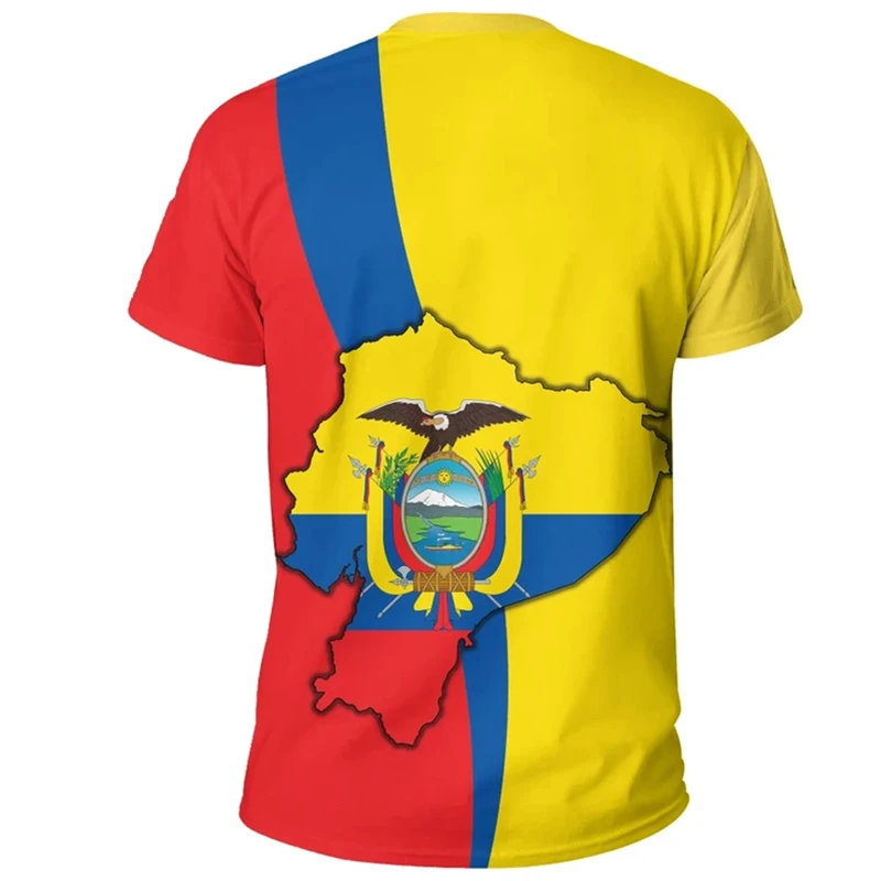 Hip Hop T Shirts Men Women Ecuador Flag Casual Tee Shirt Ecuadorian National Emblem 3D Printed Breathable Short Sleeve Gym Tops