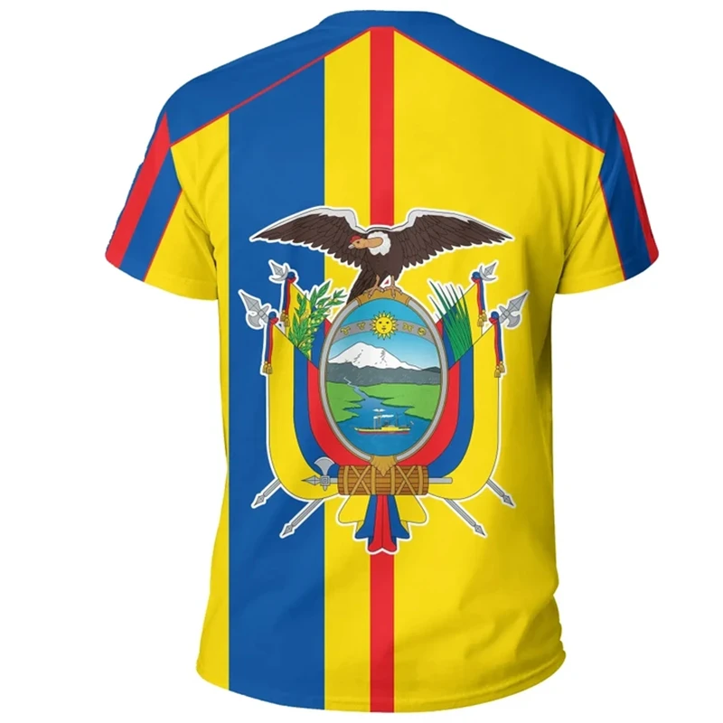 Hip Hop T Shirts Men Women Ecuador Flag Casual Tee Shirt Ecuadorian National Emblem 3D Printed Breathable Short Sleeve Gym Tops