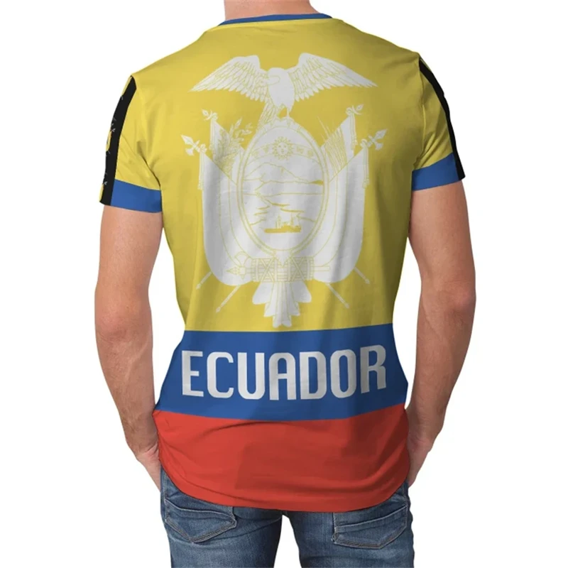 Hip Hop T Shirts Men Women Ecuador Flag Casual Tee Shirt Ecuadorian National Emblem 3D Printed Breathable Short Sleeve Gym Tops