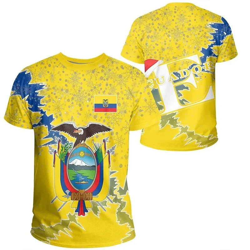 Hip Hop T Shirts Men Women Ecuador Flag Casual Tee Shirt Ecuadorian National Emblem 3D Printed Breathable Short Sleeve Gym Tops