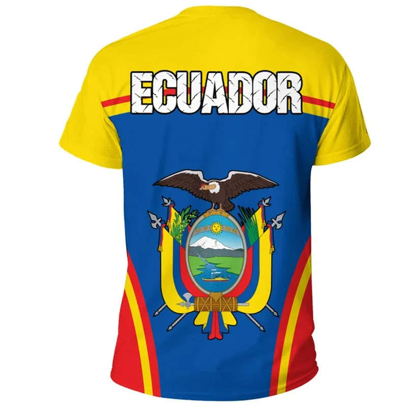 Hip Hop T Shirts Men Women Ecuador Flag Casual Tee Shirt Ecuadorian National Emblem 3D Printed Breathable Short Sleeve Gym Tops