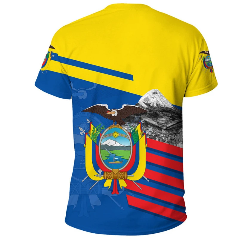 Hip Hop T Shirts Men Women Ecuador Flag Casual Tee Shirt Ecuadorian National Emblem 3D Printed Breathable Short Sleeve Gym Tops