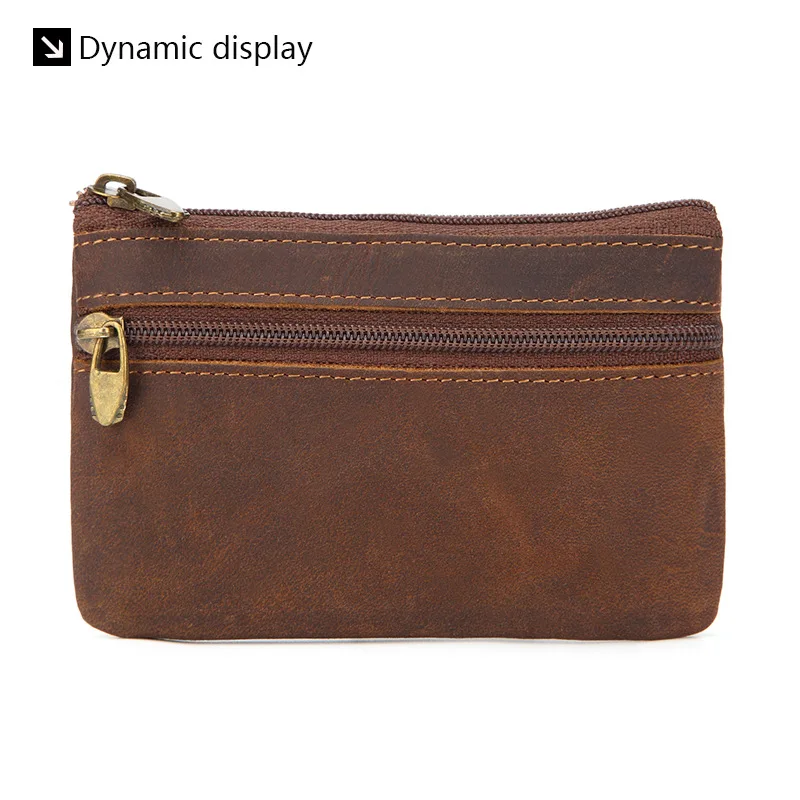 New Cow Leather Men's And Women's Change Vintage Coin Bag Headphone Purse Storage Mini Bag For Man And Woman