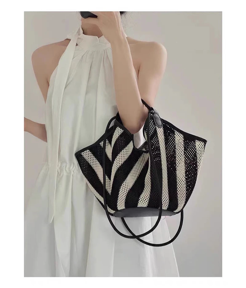 HIGHREAL Forest Lazy Style Crossbody Bag Bohemian Handmade Grass Woven Bag Leisure Vacation Beach Women's Woven Dumpling Bun