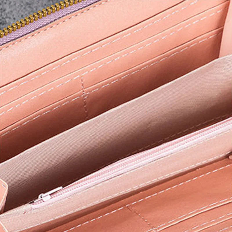 Floral Embossed Leather Women's Long Wallet - Phone Slot Credit Card Holder, Trendy Coin Clutch Purse with Hand-painted Design