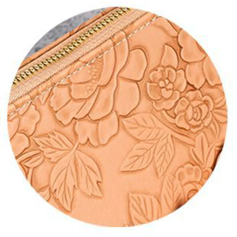 Floral Embossed Leather Women's Long Wallet - Phone Slot Credit Card Holder, Trendy Coin Clutch Purse with Hand-painted Design