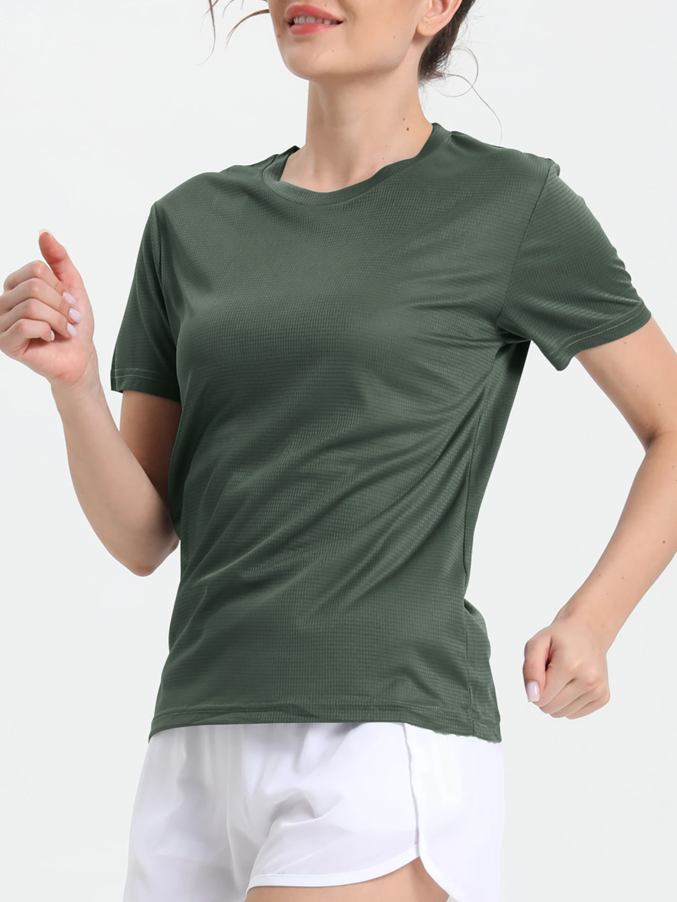 Women's Solid Color Ultralight Quick Dry Sport T-Shirt,Breathable Lightweight ,Running Gym Compression Shirt