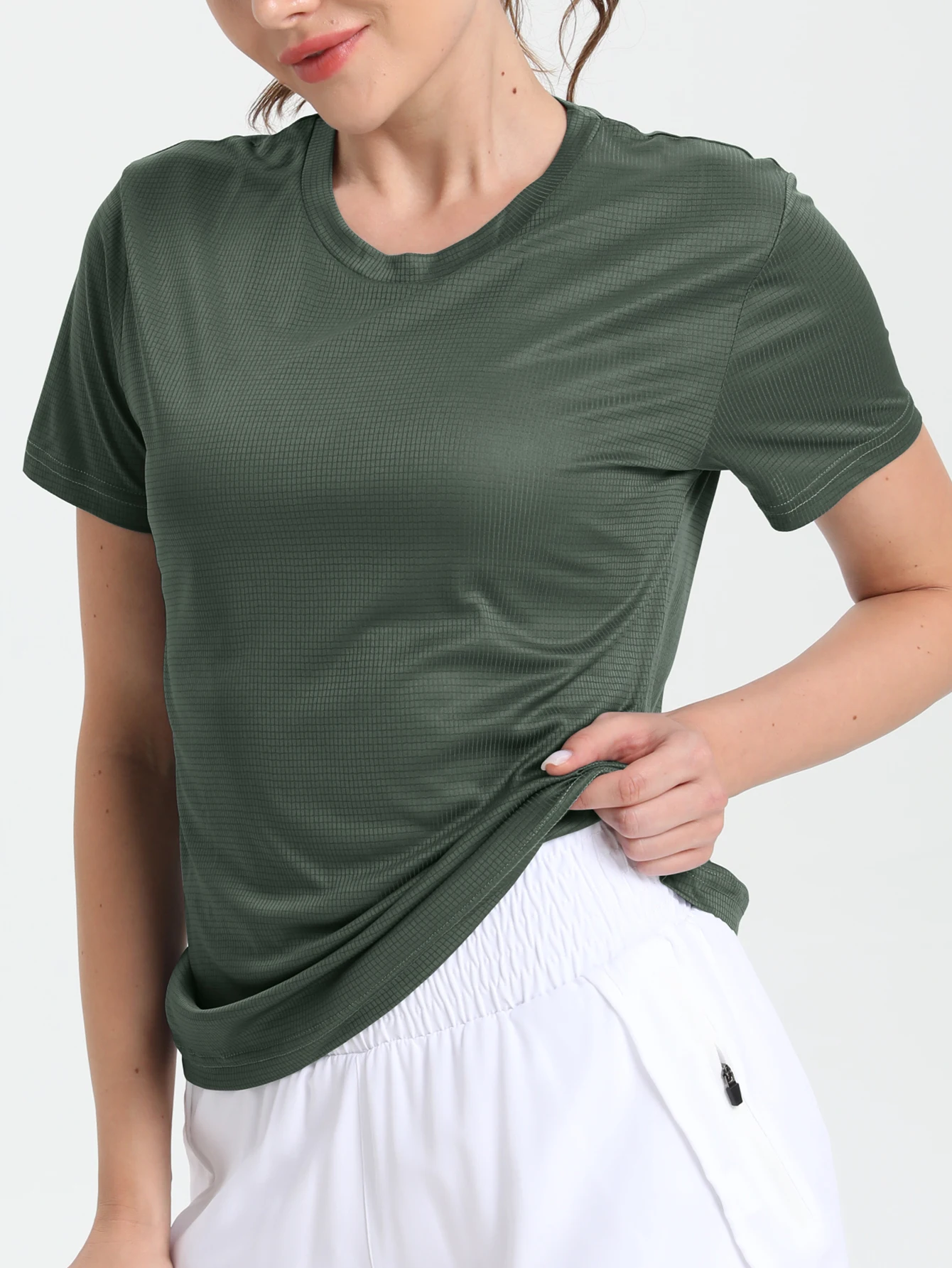 Women's Solid Color Ultralight Quick Dry Sport T-Shirt,Breathable Lightweight ,Running Gym Compression Shirt