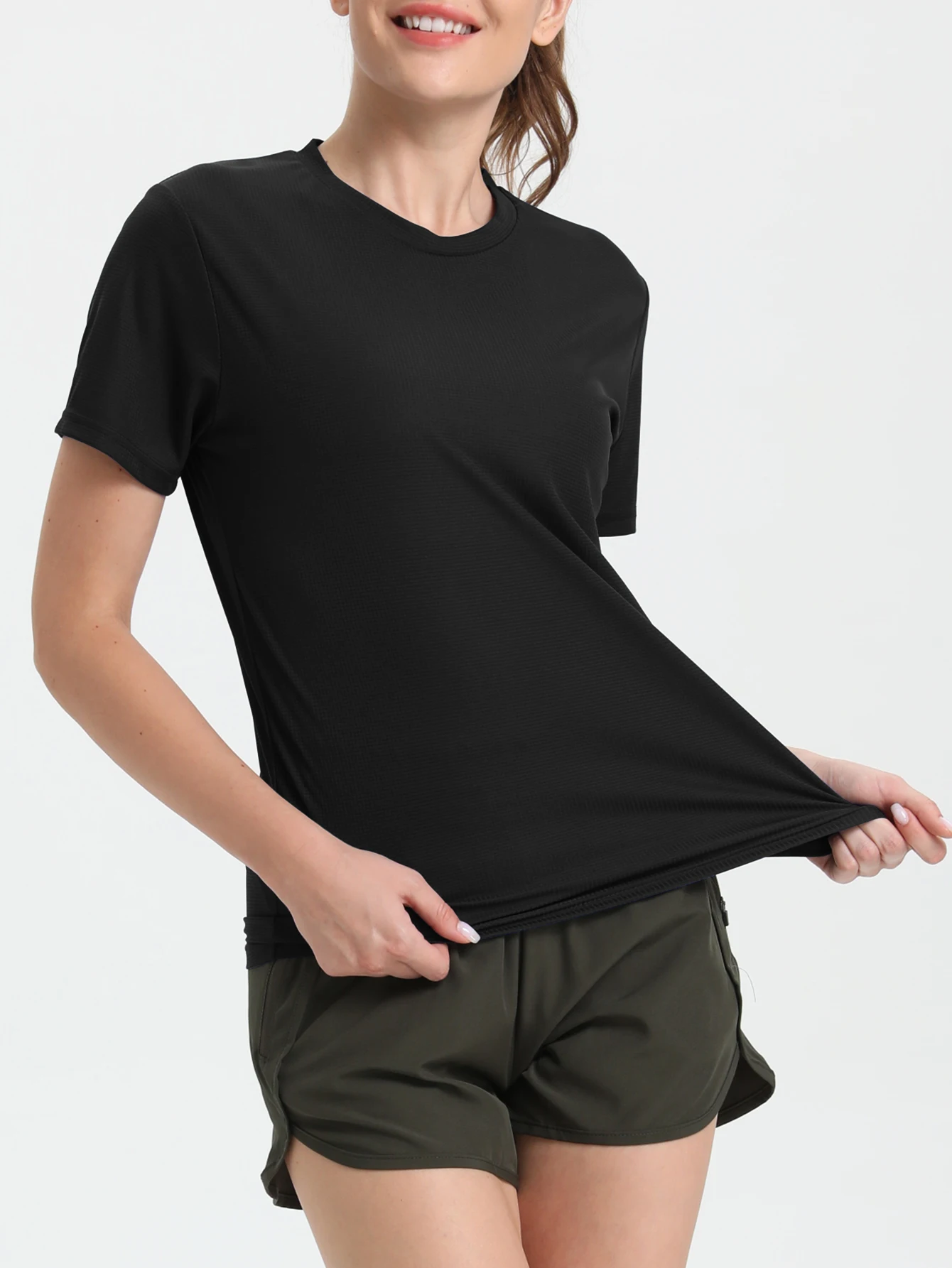 Women's Solid Color Ultralight Quick Dry Sport T-Shirt,Breathable Lightweight ,Running Gym Compression Shirt