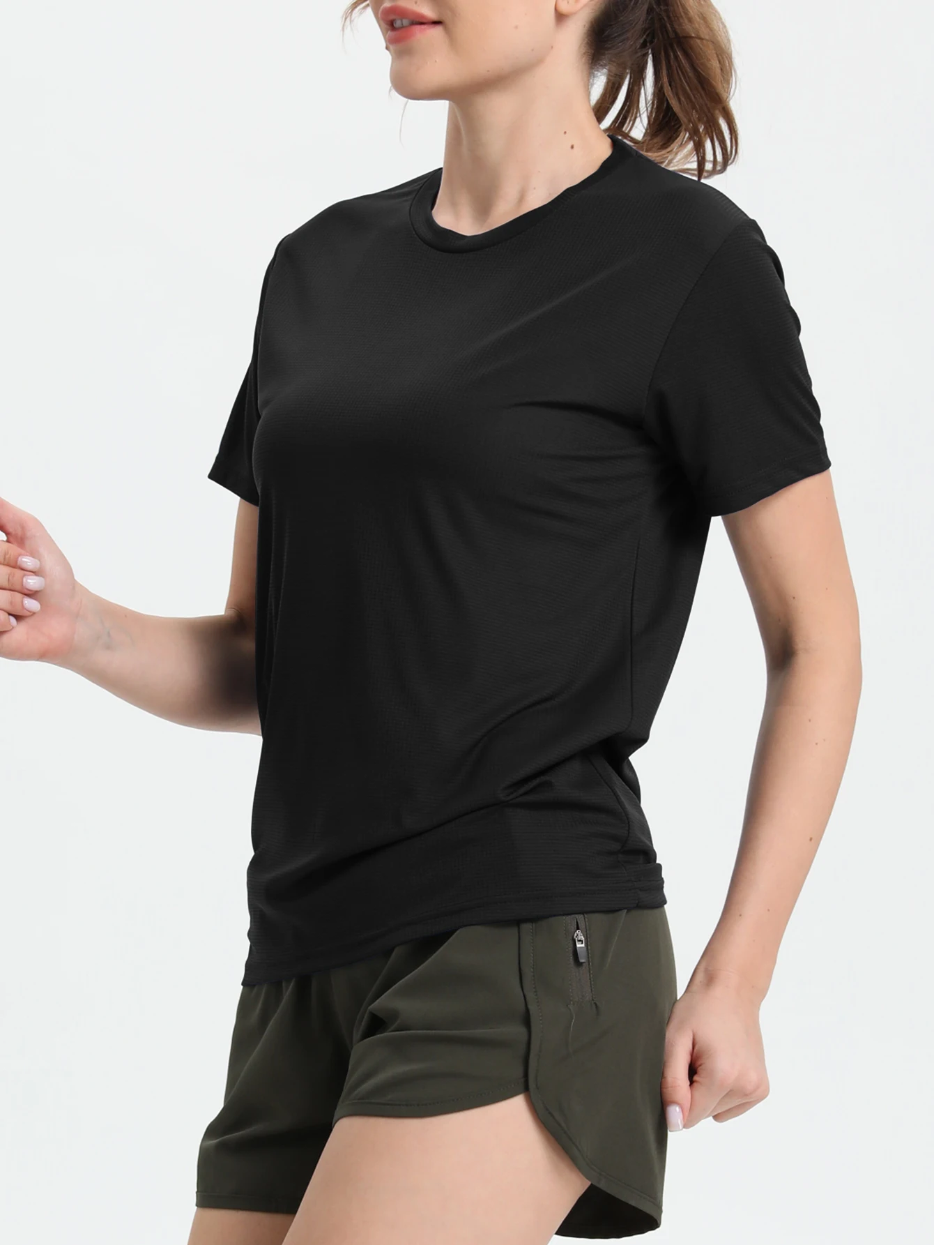 Women's Solid Color Ultralight Quick Dry Sport T-Shirt,Breathable Lightweight ,Running Gym Compression Shirt