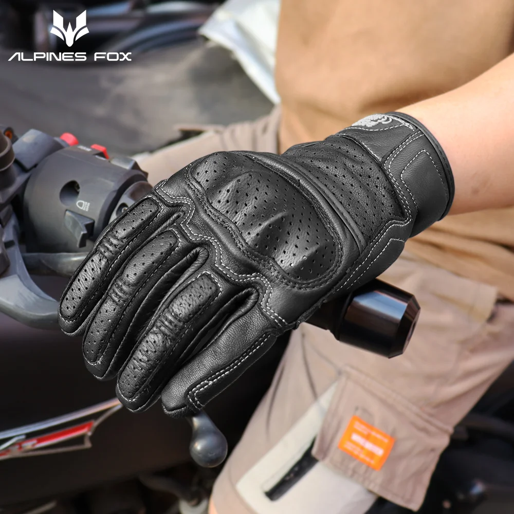 Vintage Motorcycle Gloves Genuine Leather Motorbike Road Racing Glove Retro Men Protective Gears CE Approved Touch Screen