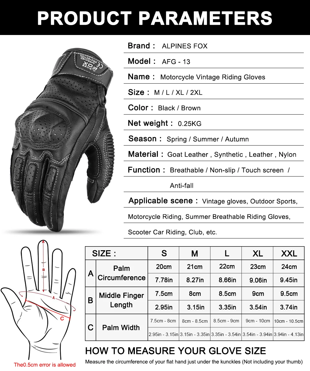 Vintage Motorcycle Gloves Genuine Leather Motorbike Road Racing Glove Retro Men Protective Gears CE Approved Touch Screen