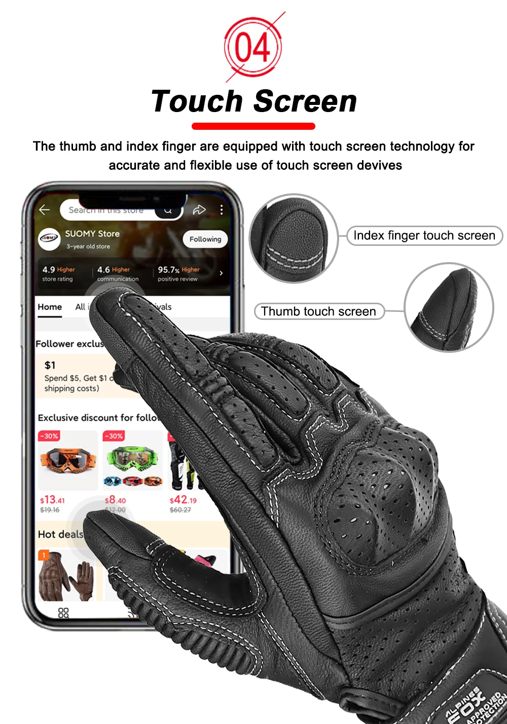 Vintage Motorcycle Gloves Genuine Leather Motorbike Road Racing Glove Retro Men Protective Gears CE Approved Touch Screen