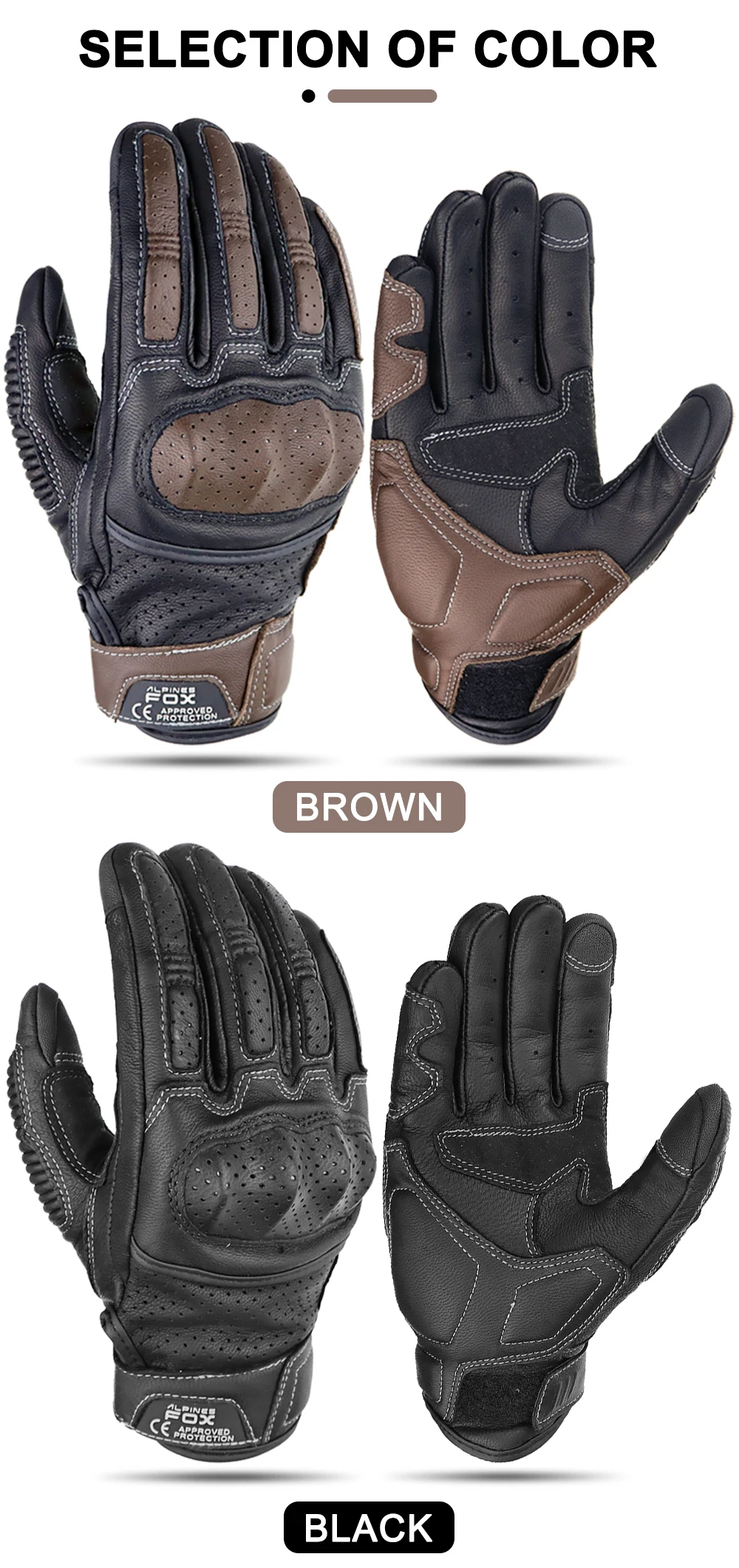 Vintage Motorcycle Gloves Genuine Leather Motorbike Road Racing Glove Retro Men Protective Gears CE Approved Touch Screen
