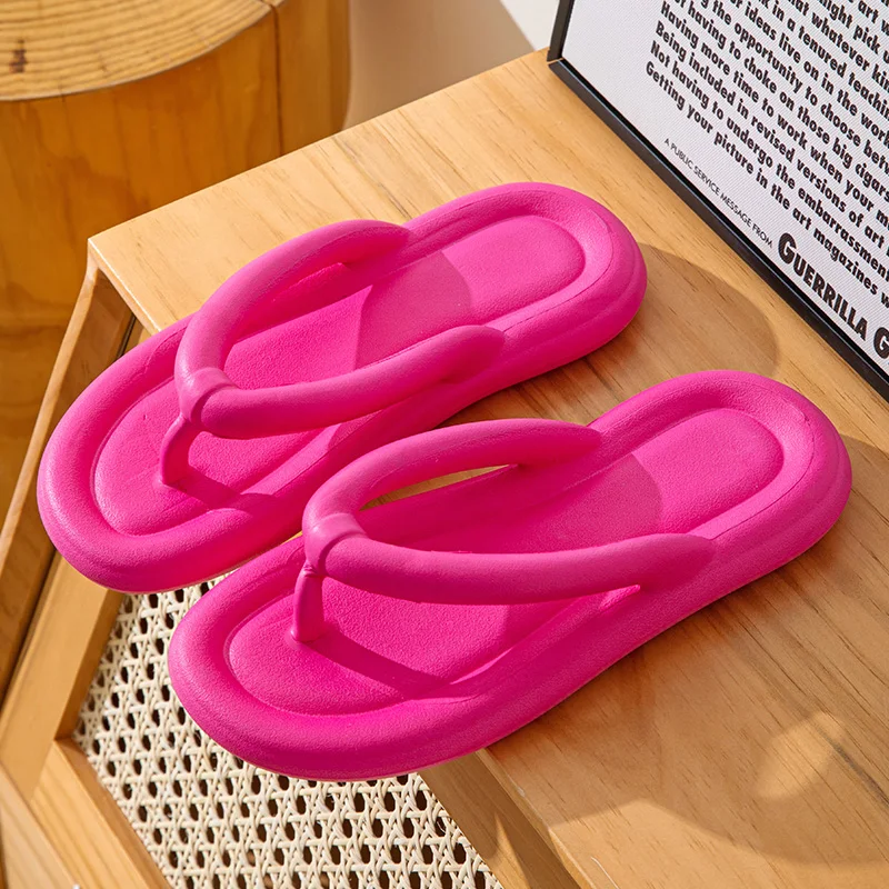 Soft Sole EVA Women's Flip Flops 2024 Summer Beach Non-slip Cloud Slippers Women Thick Platform Clip Toe Bathroom Slides