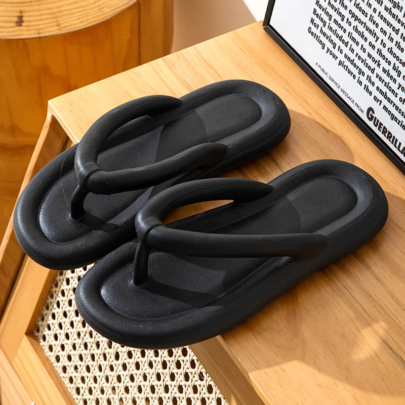 Soft Sole EVA Women's Flip Flops 2024 Summer Beach Non-slip Cloud Slippers Women Thick Platform Clip Toe Bathroom Slides