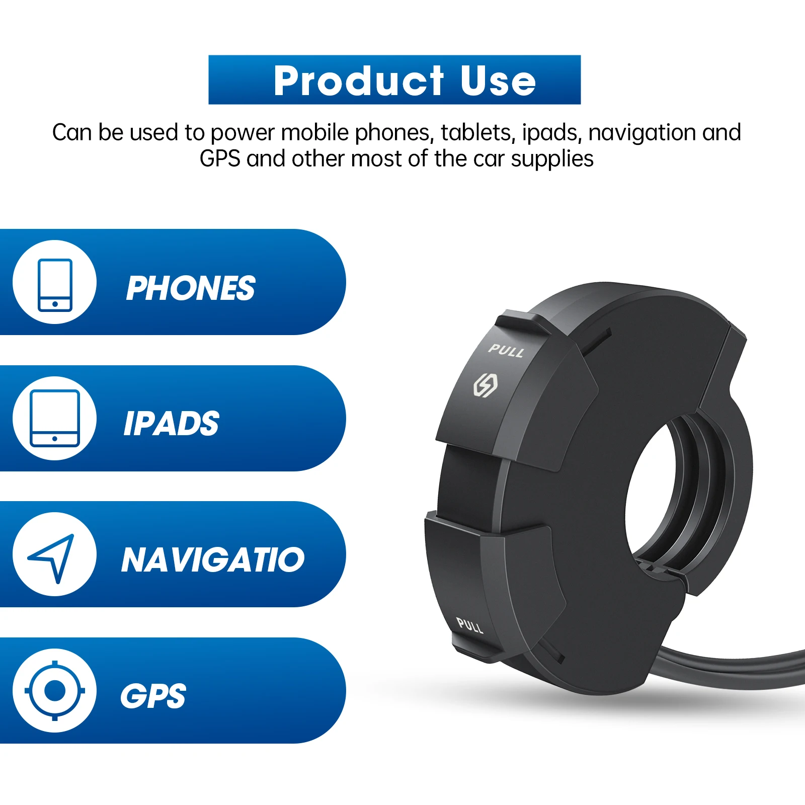 48W Quick Charge PD+QC3.0 Phone Charger Motorcycle USB Socket Waterproof Handlebar Mounting Bracket 12V-24V Power Adapter