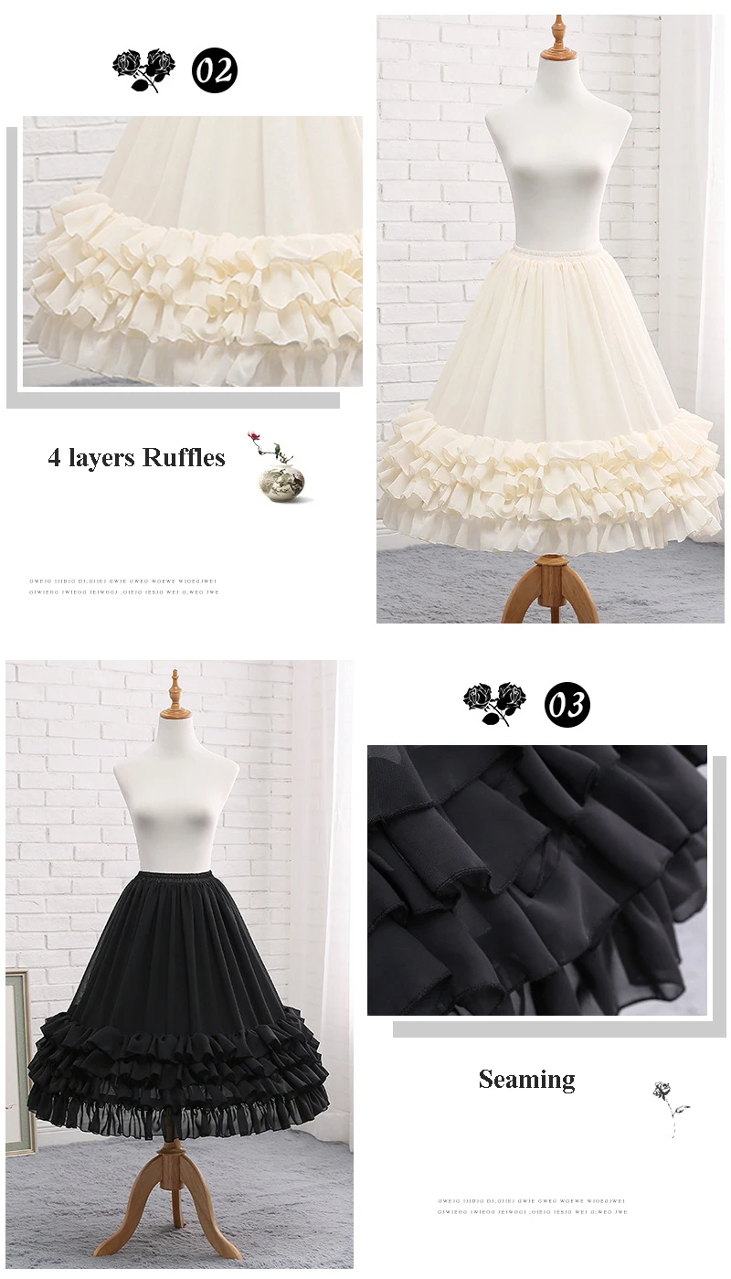 Bridal Wedding Petticoats Hoops Crinoline Womens Prom Underskirt Fancy Skirt Slip Chiffon 70CM Long Cosplay Party Petticoats