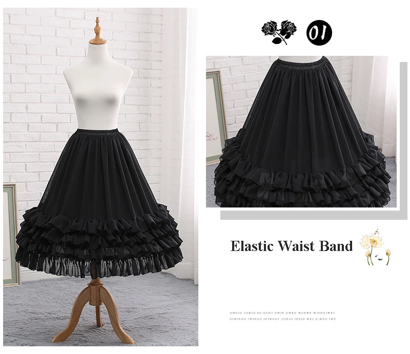 Bridal Wedding Petticoats Hoops Crinoline Womens Prom Underskirt Fancy Skirt Slip Chiffon 70CM Long Cosplay Party Petticoats