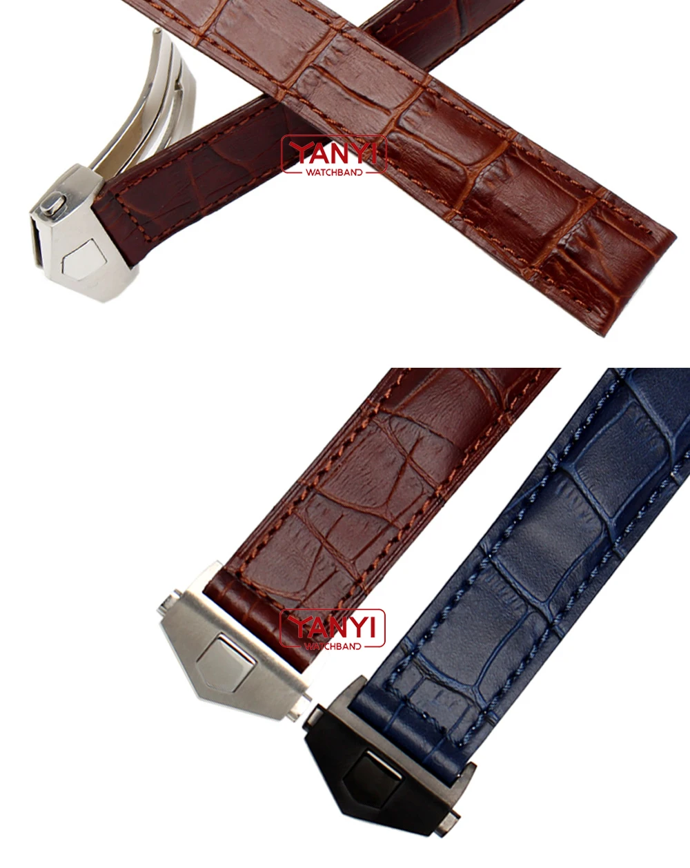 Genuine Leather Bracelet 19mm 20mm 22m for Tag Heuer Watchband Men Wristwatches Band Accessories Fold Buckle Leather Watch Strap