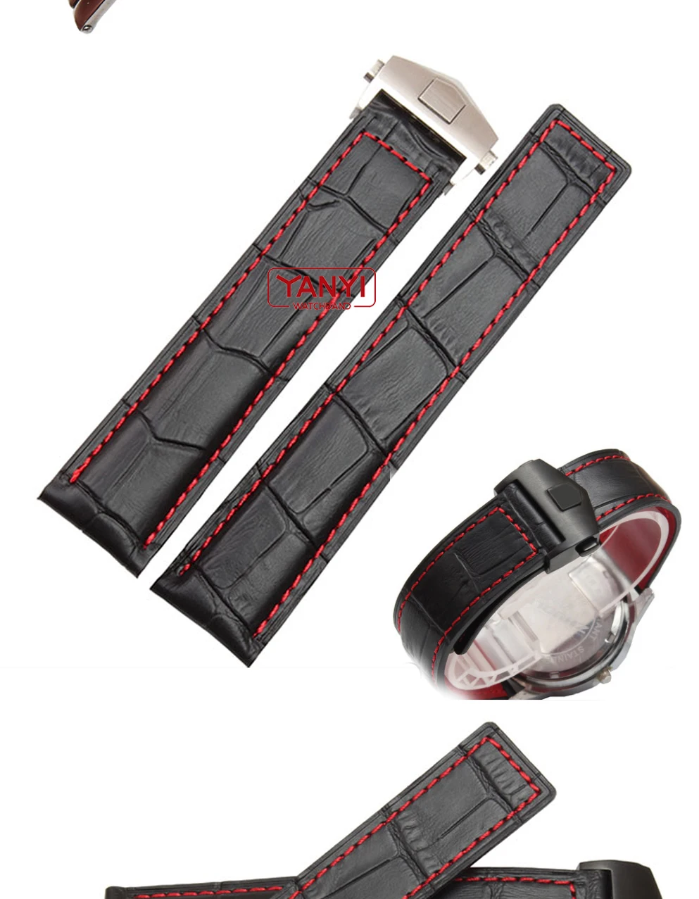 Genuine Leather Bracelet 19mm 20mm 22m for Tag Heuer Watchband Men Wristwatches Band Accessories Fold Buckle Leather Watch Strap