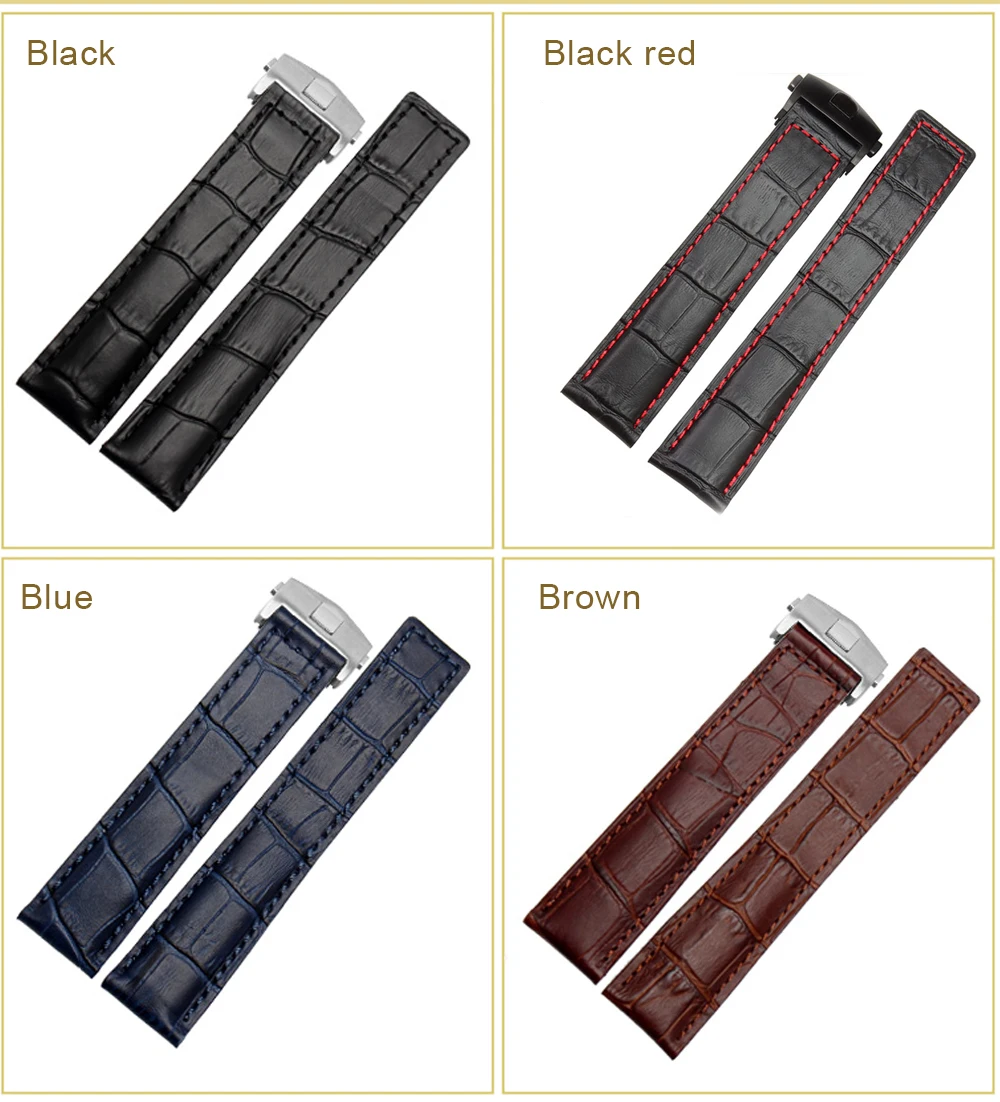 Genuine Leather Bracelet 19mm 20mm 22m for Tag Heuer Watchband Men Wristwatches Band Accessories Fold Buckle Leather Watch Strap