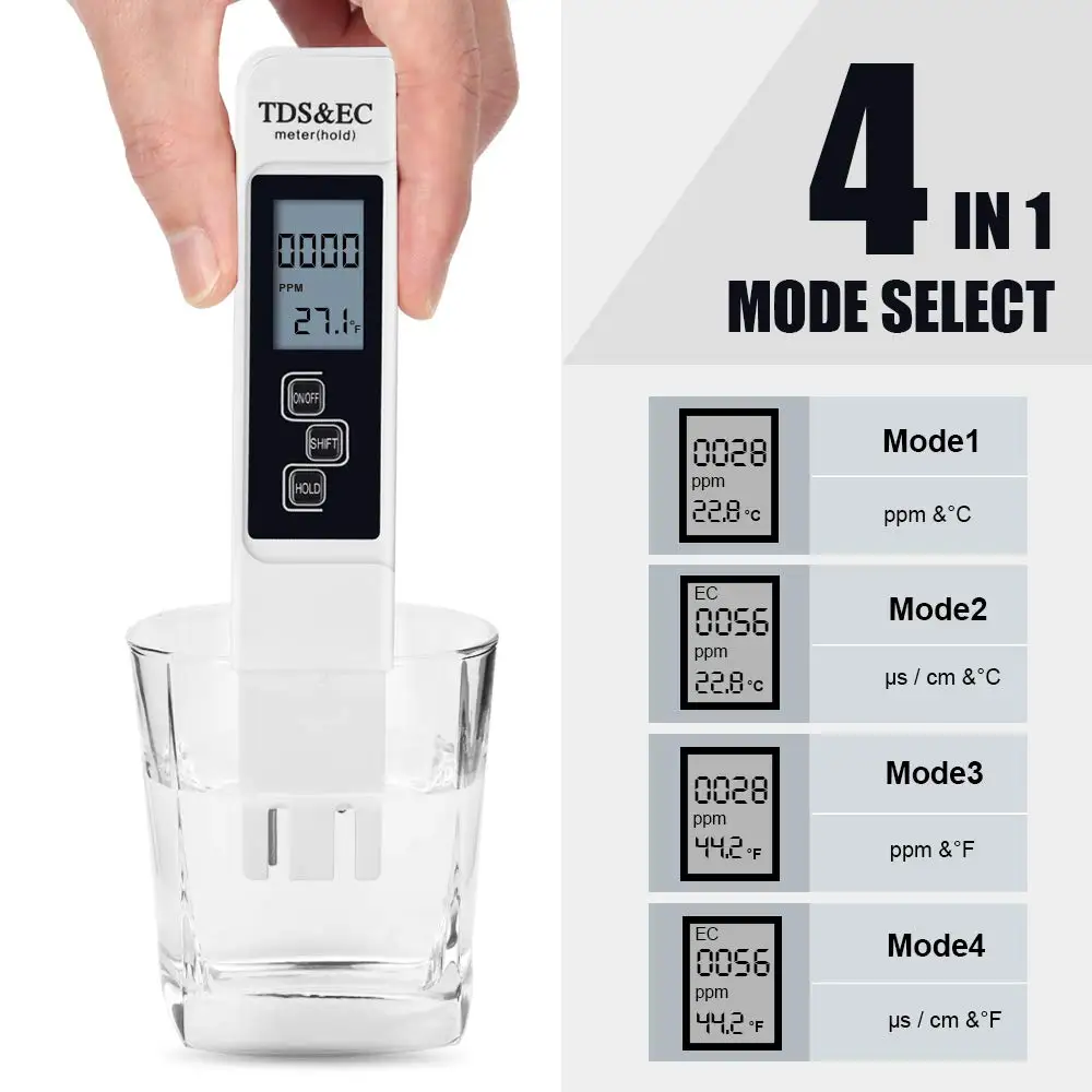 2pcs TDS PH Meter Digital Water Tester 0.01ph High Accuracy PH Meter 0-9990ppm Temperature TEMP PPM Tester