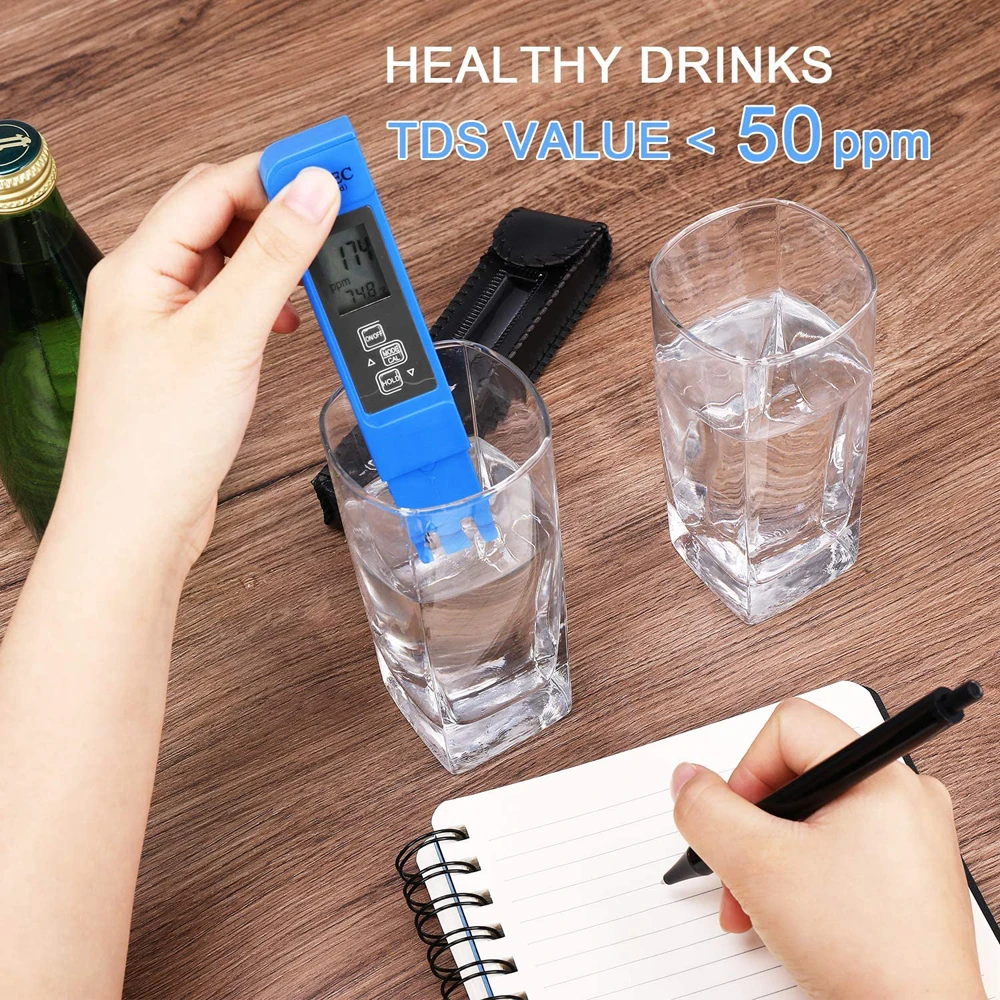 2pcs TDS PH Meter Digital Water Tester 0.01ph High Accuracy PH Meter 0-9990ppm Temperature TEMP PPM Tester