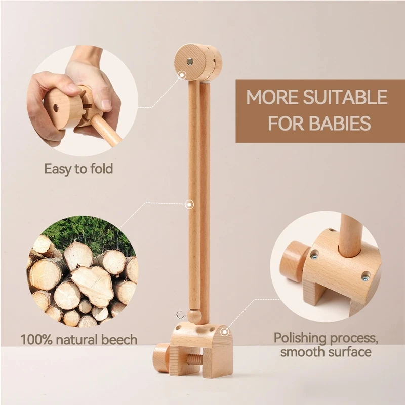 Baby Crib Mobile Rattle Toy For 0-12 Months Cartoon Felt Forest Animal Bed Bell Hanging Wooden Bracket Mobile Newbaby Rattle Toy