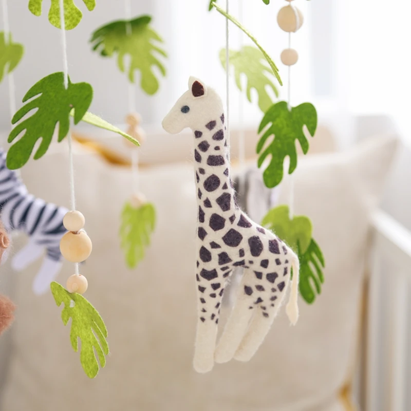 Baby Crib Mobile Rattle Toy For 0-12 Months Cartoon Felt Forest Animal Bed Bell Hanging Wooden Bracket Mobile Newbaby Rattle Toy