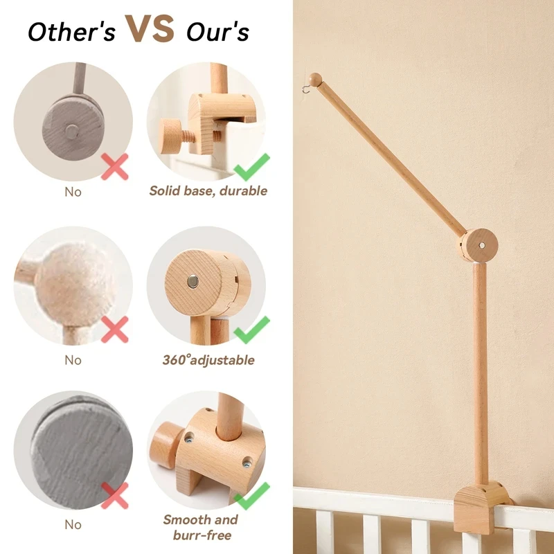 Baby Crib Mobile Rattle Toy For 0-12 Months Cartoon Felt Forest Animal Bed Bell Hanging Wooden Bracket Mobile Newbaby Rattle Toy