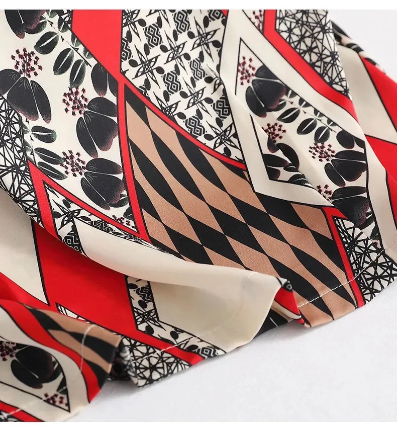 Fashion Floral Print Blouse Pullover Ladies Silk Satin Plus Size Batwing Sleeve Vintage T-shirt Casual Short Sleeve Tops