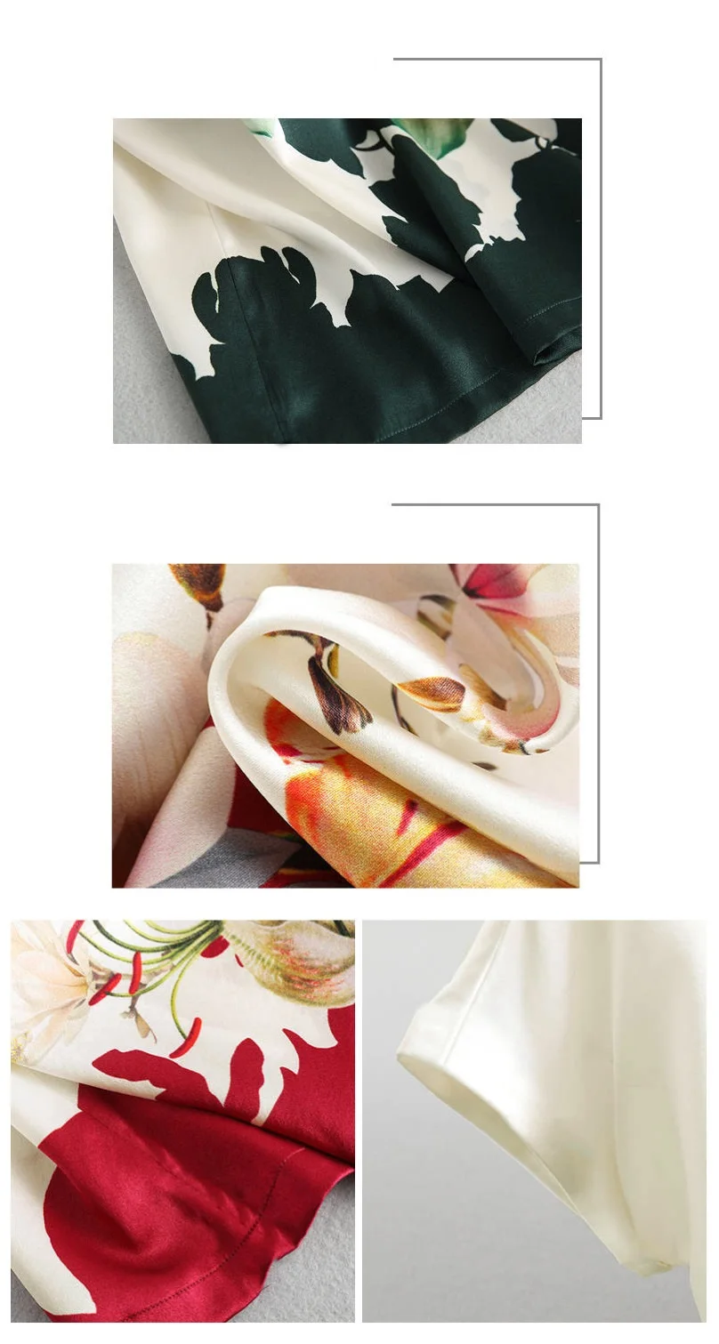 Fashion Floral Print Blouse Pullover Ladies Silk Satin Plus Size Batwing Sleeve Vintage T-shirt Casual Short Sleeve Tops