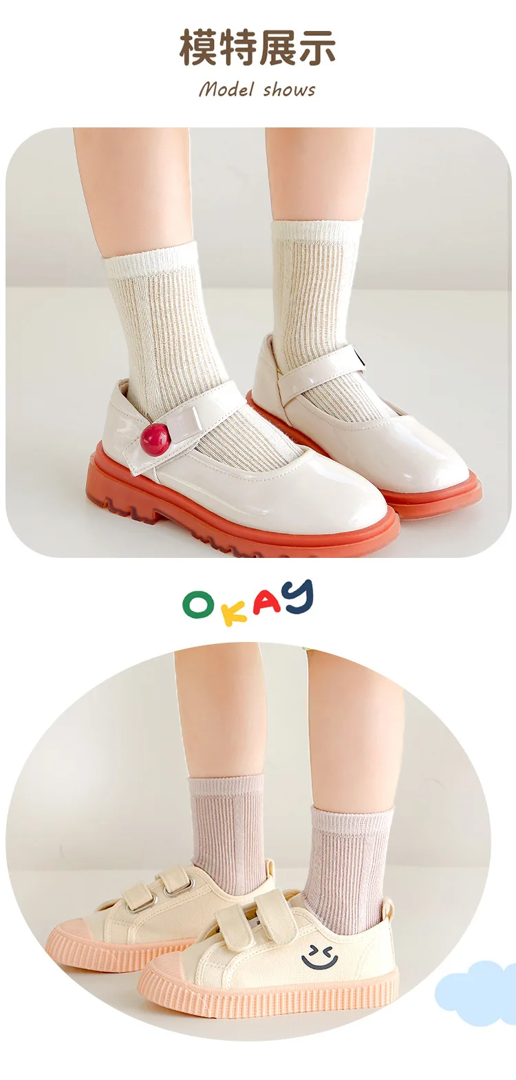 5 Pairs Baby Socks Summer Cotton Socks Thin Mesh Sock Boys Girls Spring Crew Socks Solid Color