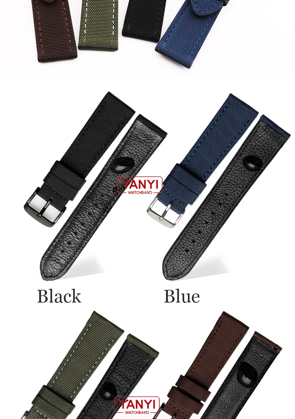 Nylon Watchband for I-WC S-Eiko Swristband Canvas Durable Sport Watch Strap Comfortable Leather Bottom 16mm 18mm 20mm 22mm 24mm