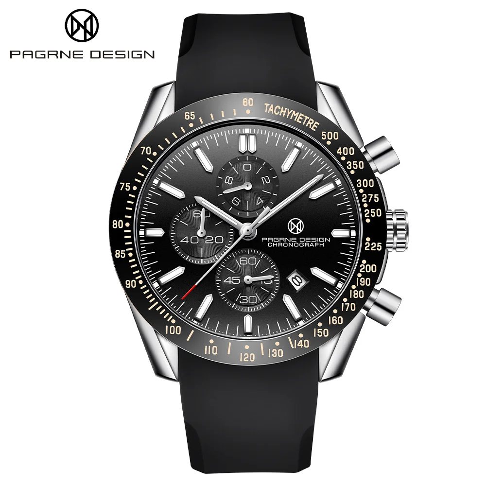 PAGANI DESIGN New 45mm Men Quartz Watch Rubber Belt Men's Luxury Watch Fashion Casual Sports Male Clock Relogio Maasculino