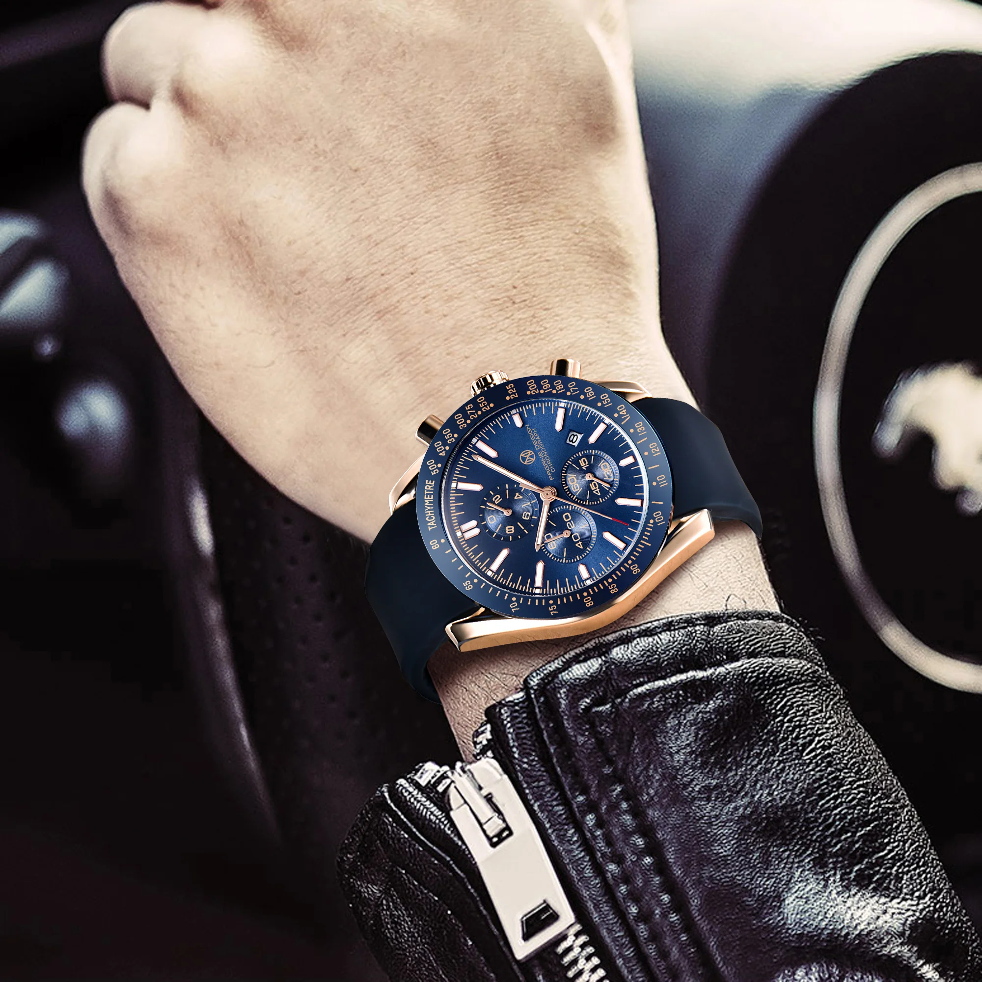 PAGANI DESIGN New 45mm Men Quartz Watch Rubber Belt Men's Luxury Watch Fashion Casual Sports Male Clock Relogio Maasculino
