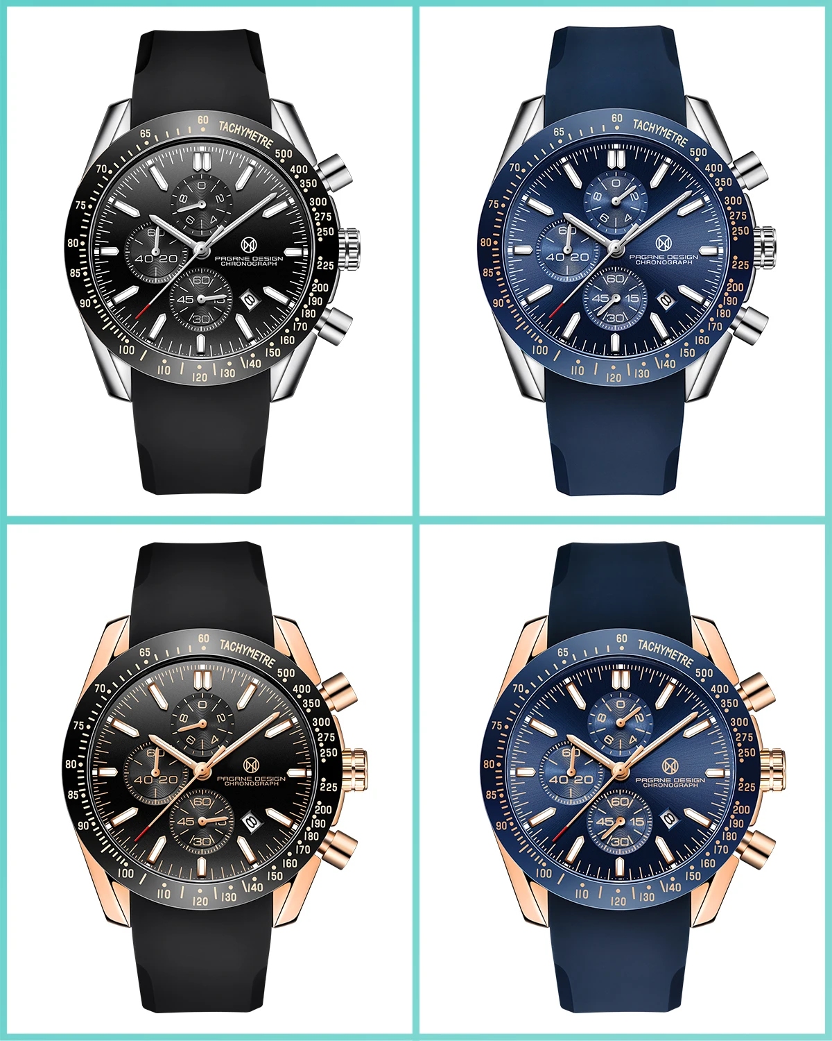 PAGANI DESIGN New 45mm Men Quartz Watch Rubber Belt Men's Luxury Watch Fashion Casual Sports Male Clock Relogio Maasculino
