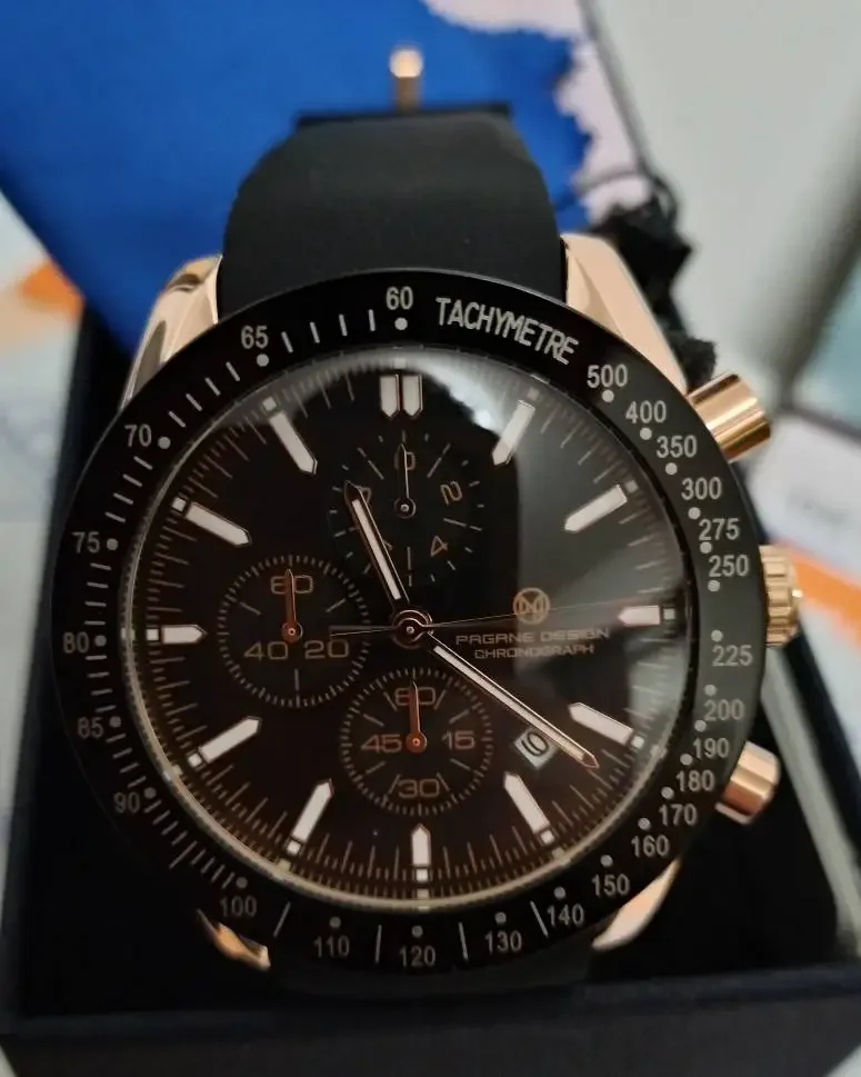 PAGANI DESIGN New 45mm Men Quartz Watch Rubber Belt Men's Luxury Watch Fashion Casual Sports Male Clock Relogio Maasculino