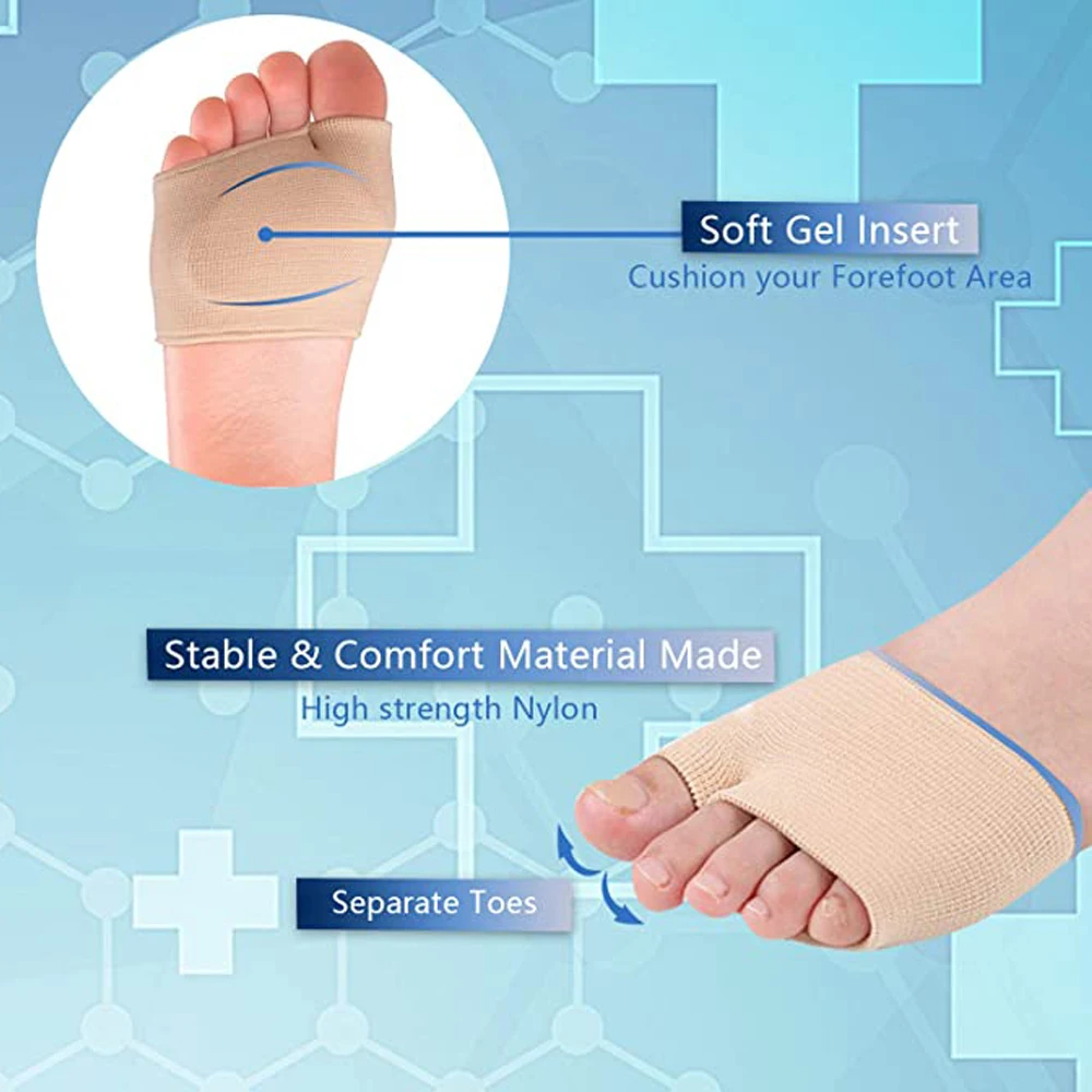 Silicone Gel Insoles for Shoes Metatarsal Forefoot Insert Pad for Women Men Foot Cushion Pads For Hallux Valgus Corrector Socks