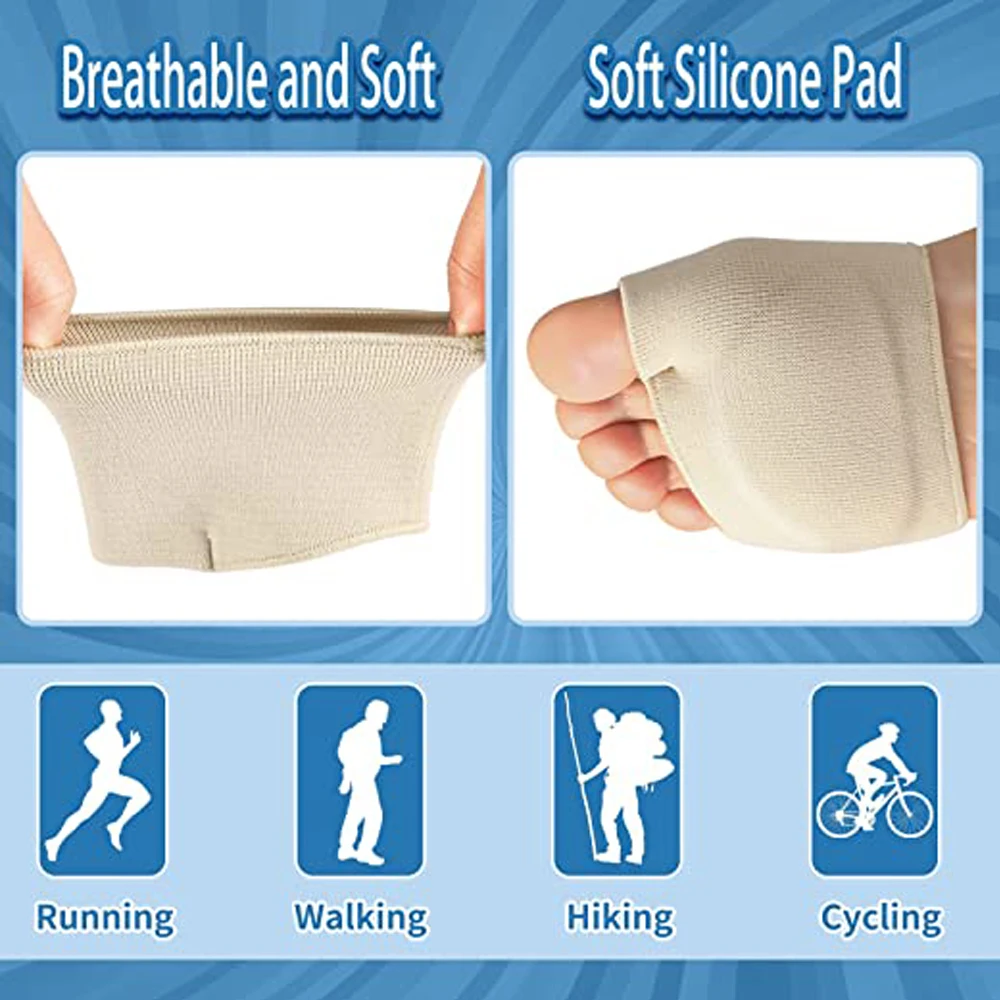 Silicone Gel Insoles for Shoes Metatarsal Forefoot Insert Pad for Women Men Foot Cushion Pads For Hallux Valgus Corrector Socks