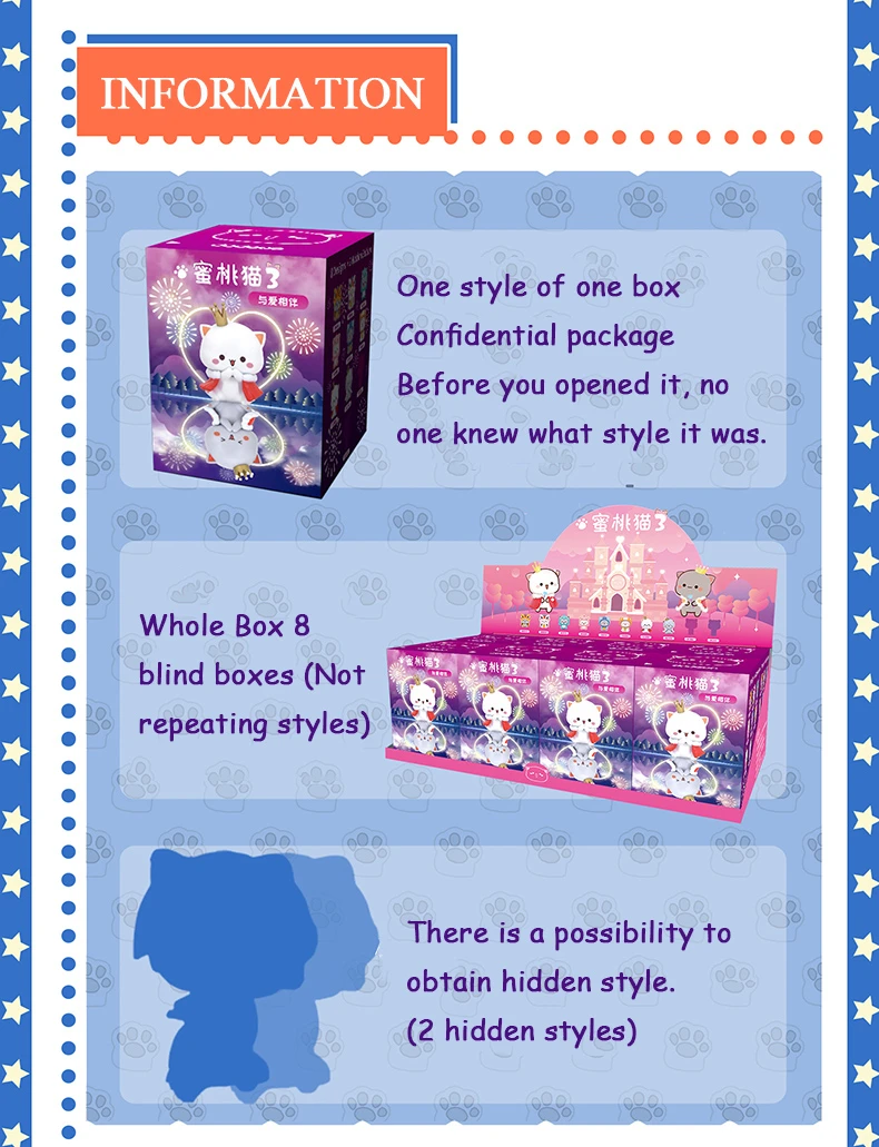 Mitao Cat 3 Blind Box Cute Cat Mystery Box Figure Model Ornaments Childrenal Birthday Gift Toys