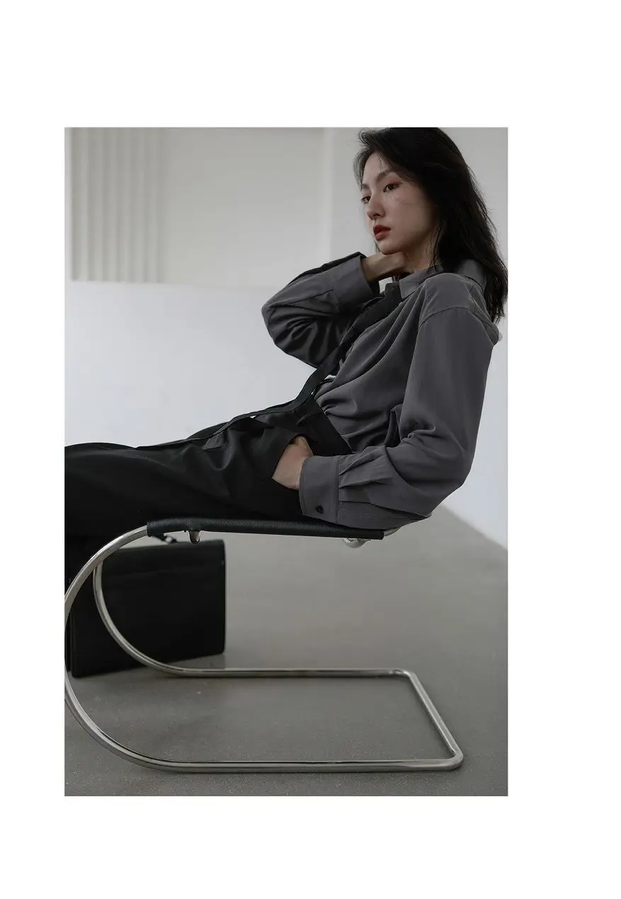 2026 Autumn Women's Oversized Long Sleeve Blouse 2026 Summer New Arrival Tie Neck Shirt Loose Fit Office Elegant Fashion