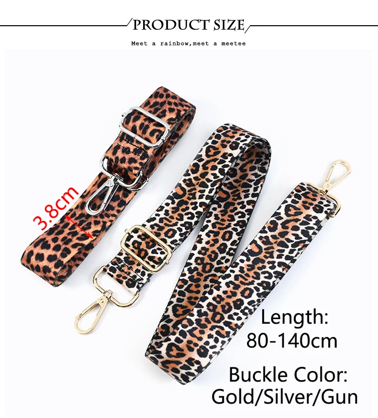 Deepeel 3.8cm Leopard Print Wide Shoulder Straps Wallet Tapes 80-140cm Adjustable Crossbody Women's Long Bags Strap Accessories