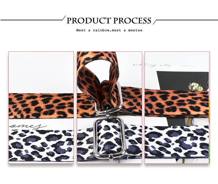Deepeel 3.8cm Leopard Print Wide Shoulder Straps Wallet Tapes 80-140cm Adjustable Crossbody Women's Long Bags Strap Accessories